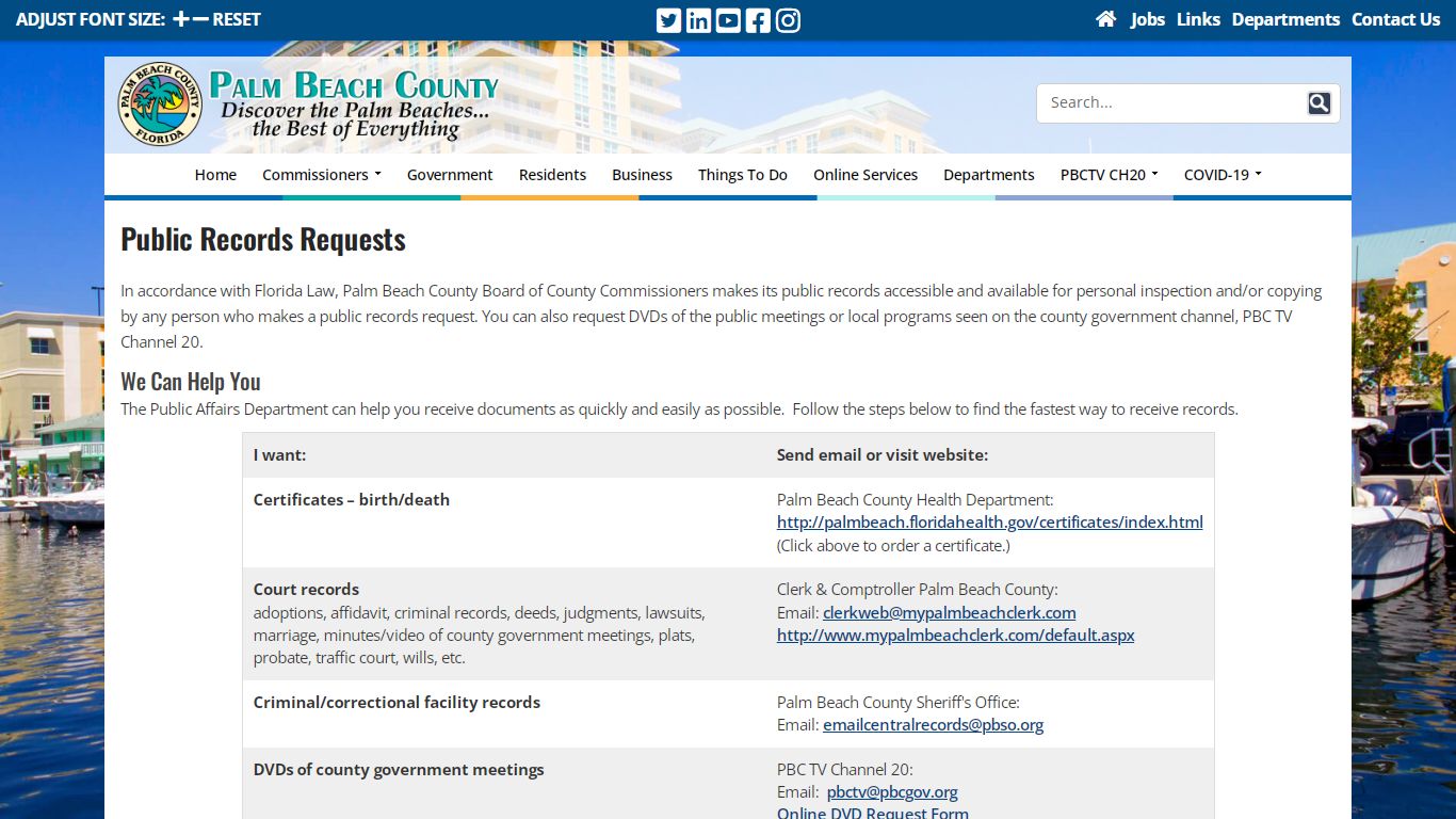 Public Records Requests - Palm Beach County, Florida